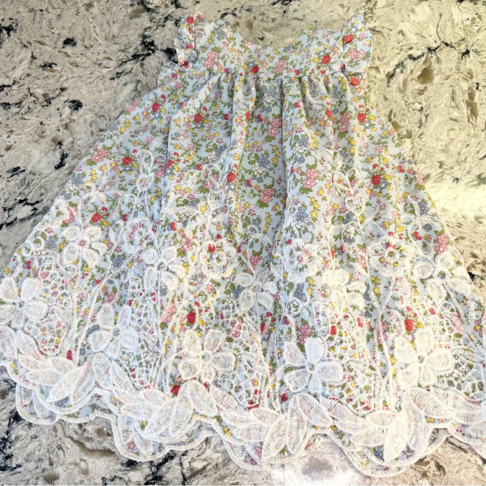 Pippa & Julie Floral Dress with Scalloped Lace Hem
